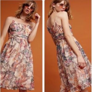 ANTHROPOLOGIE MAEVE MACKENZIE FLORAL FIT AND FLARE LACE DRESS SIZE 2